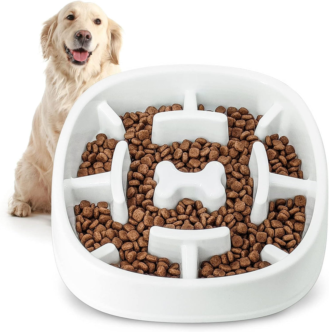 Dog Slow Feeder Bowl-Slow Feeder Dog Bowl for Small/Medium Dogs,3 Cups,For Dog Pet Slow Feeder by ,A-White-1