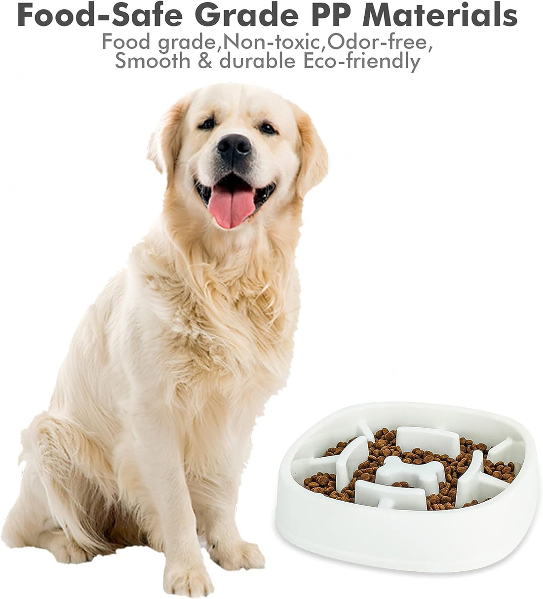 Dog Slow Feeder Bowl-Slow Feeder Dog Bowl for Small/Medium Dogs,3 Cups,For Dog Pet Slow Feeder by ,A-White-1